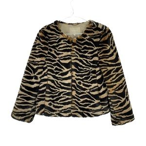 Banana Republic Zebra Print Faux Fur Jacket - Black and Tan